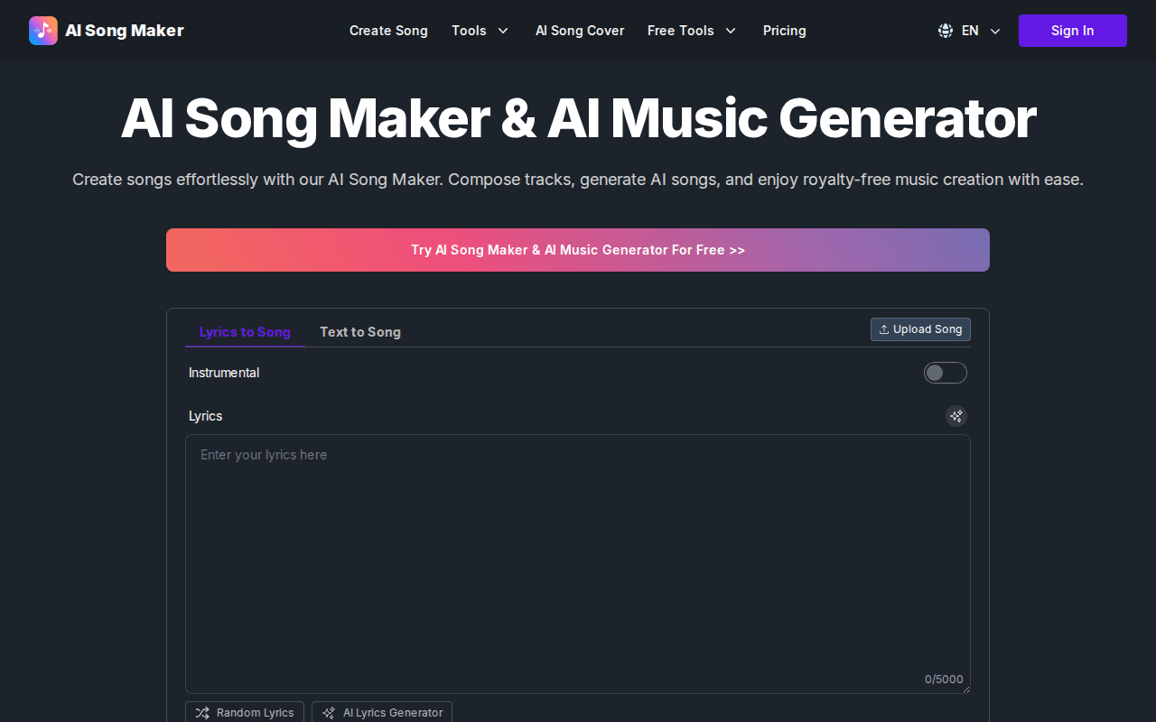 AI Song Maker: AI Music Generator for Royalty-Free Songs