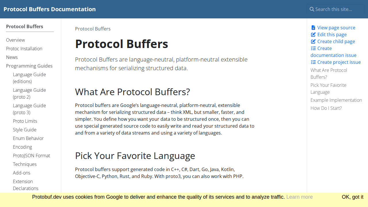 Protocol Buffers Documentation